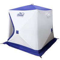 Палатка зимняя куб СЛЕДОПЫТ, 2-х местная, 3 слоя, цв. бело-синий