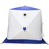 Палатка зимняя куб СЛЕДОПЫТ, 2-х местная, 3 слоя, цв. бело-синий