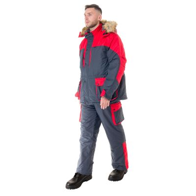 Костюм зимний Печора цвет Серый/Красный ткань Оксланд (Размер: 60-62, Рост: 188)