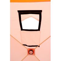 Палатка зимняя куб СЛЕДОПЫТ 1,8 х1,8 м, Oxford 210D PU 1000, 3-местная, цв. бело-оранж.