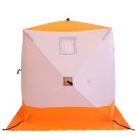 Палатка зимняя куб СЛЕДОПЫТ 1,8 х1,8 м, Oxford 240D PU 2000, 3-местная ,цв. бело-оранж.
